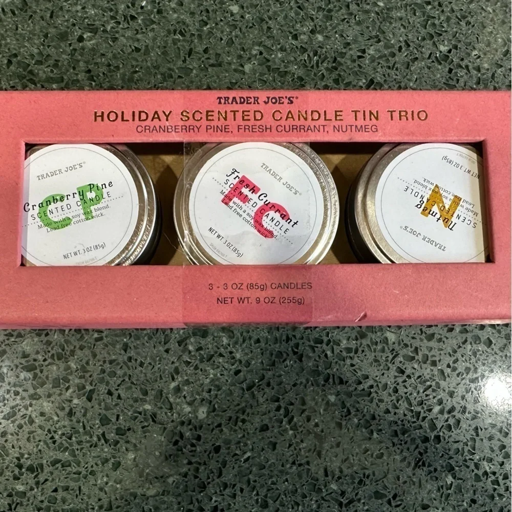Trader Joe's Holiday Scented Candle Tin Trio GIFT